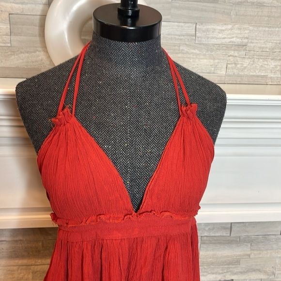 Womens Summer Halter Deep V Neck Sexy Patchwork Mini Short Dress Size Small - Picture 4 of 9